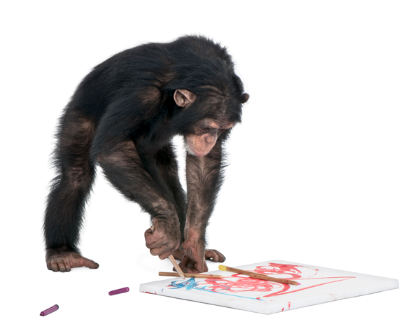 Schimpanse malt und gestaltet